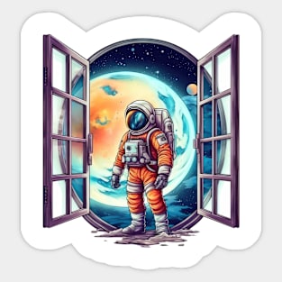 Astronaut Outside the Galaxy Window #6 Sticker
